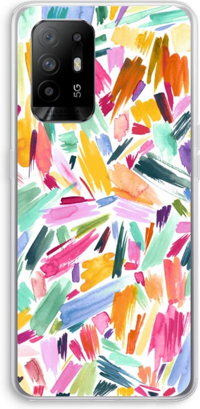 Case Company® - Hoesje geschikt voor Oppo A94 5G hoesje - Watercolor Brushstrokes - Soft Cover Telefoonhoesje - Bescherming aan alle Kanten en Schermrand