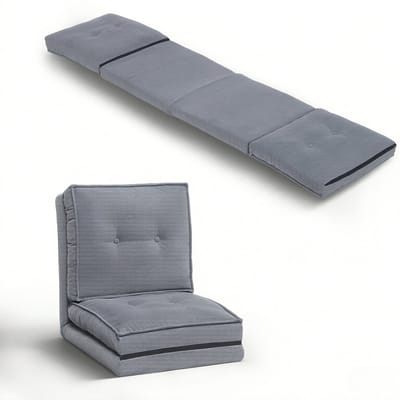 Multifunctionele Vloerstoel - Opvouwbare Relaxstoel Grijs - Verstelbare Rugleuning - Fluwelen Bekleding - Woonkamer & Slaapkamer - 59x69x68 cm