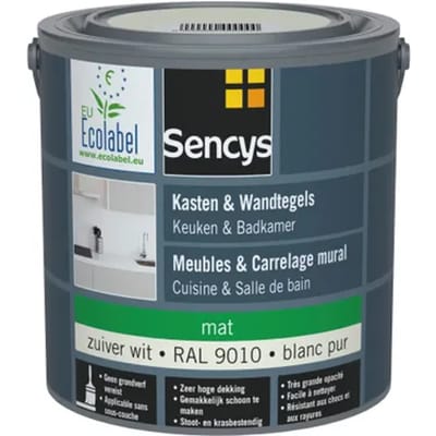 Sencys Lak Voor Wandtegels & Meubels, Keuken & Badkamer 2,5l Ral9010 Mat