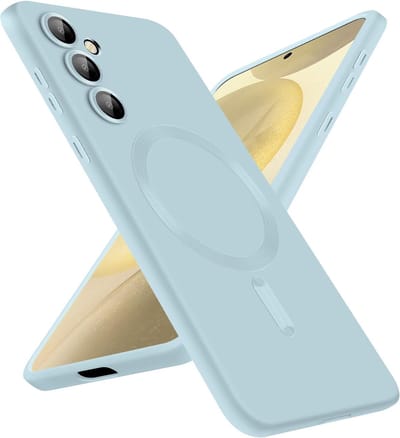 Casemania Hoesje Geschikt voor Samsung Galaxy S24 - Licht Blauw Blauw - Matte Siliconen Back Cover - Geschikt voor MagSafe