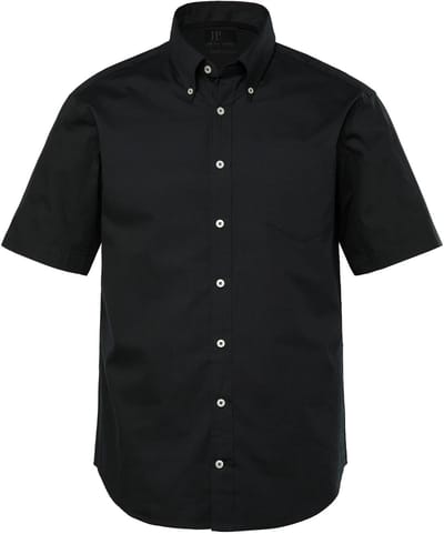 JP 1880 - Heren - Overhemd korte mouw buttondown-kraag modern fit - Zwart - Maat 3XL