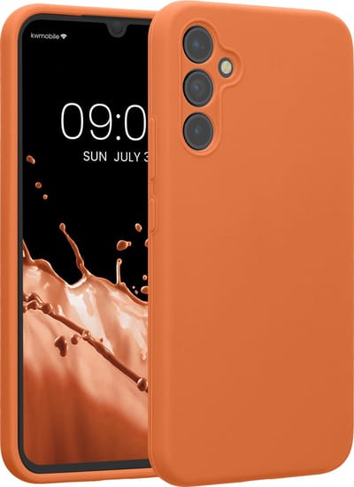 kwmobile telefoonhoesje geschikt voor Samsung Galaxy A34 5G - TPU backcover met siliconen coating - Smartphone case in warme abrikoos