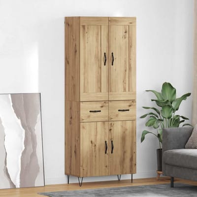 vidaXL - Highboard - Artisan - Eiken - 69,5 - x - 34 - x - 180 - cm - Bewerkt - hout