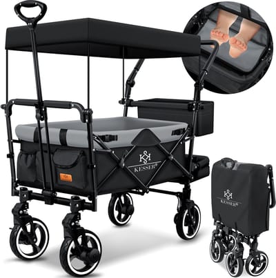 KESSER® Bolderkar GTS-9100 opvouwbaar met Dak tot 80 kg draagvermogen - Zwart / Grijs