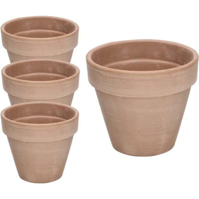 KOTARBAU® Terracotta Bloempot Ø 13 cm - Terracotta Plantenpot met Afvoergat 4 unidades Bloempot - Ongeglazuurde Keramiek - 11 cm hoog - Mokka