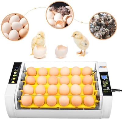 UniEgg® Luxe Broedmachine 24S - Geschikt voor 24 Eieren - Draait de eieren om - Volledig automatisch en inclusief waterfles - Automatische temperatuurregelaar - LED verlichting schouwlampen in keerrek | | met Nederlandse handleiding