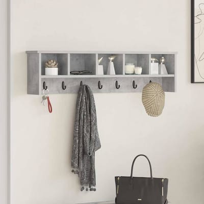vidaXL - Wandgemonteerde - kapstok - Muurmontage - Beton - Grijs - Bewerkt - hout