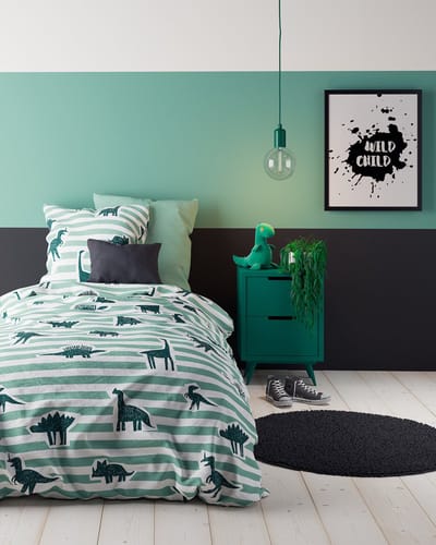 Mistral Home - DEKBEDOVERTREK - katoen renforcé - 140 x 200 cm + 65 x 65 cm - eenpersoons - tekening - groen - Voor kinderen