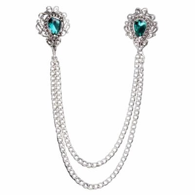 Kraag speld-Groen-Ketting-Zilverkleur - Charme Bijoux