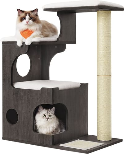 Feandrea - Krabpaal - Kattenboom - Voor Katten - Met Grot en Ligplatforms - Wasbare Pluche Kussens