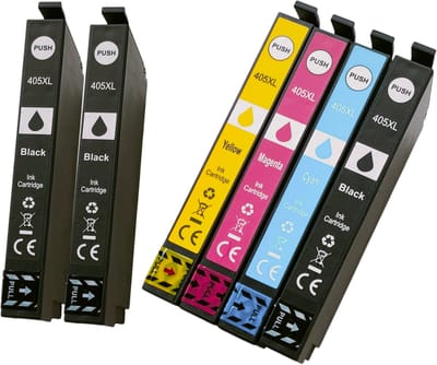 KATRIZ® huismerk voor Epson 3x 405XL Zwart + 1x 405XL Cyaan + 1x 405XL Magenta + 1x 405XL Geel | Geschikt voor WorkForce Pro WF-3820 DWF / WF-3825 DWF / WF-4820 DWF / WF-4830 DTWF / WorkForce WF-7830 DTWF / WF-7835 DTWF / WF-7840 DTWF