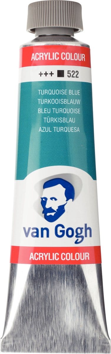 Van Gogh Acrylverf Blauw - Acrylpaint - 522 Turkooisblauw - Acrylic Verf Paint - Acrylaatverf - Blauwe Hobbyverf - Watergedragen Verf - Sneldrogende Pigmentrijke Verf - 40ml