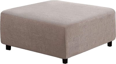 Voetenbankhoes Vierkant - Pouf Cover Hoes - Meubels Beschermen - Verdikt Pluche Materiaal - 80-100 cm - Taupe