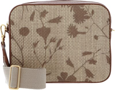 COCCINELLE Leren Schoudertas Tebe Straw Shadow Print Mini Bag Multi Nature / Cuir Beige