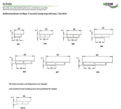 Holle Kamerprofielen 7mm - PVC Afdeklijsten met Schuimtape en Overhang voor Wandafsluitingen - 2 Meter per Lijst