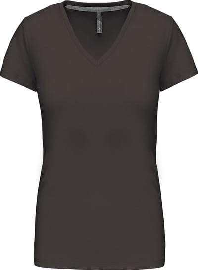 Kariban Dames T-shirt V-hals Korte Mouwen K381 - Dark Grey - M