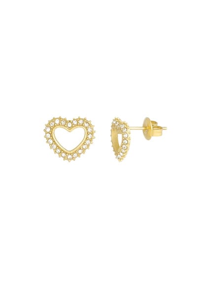 Oorknopjes open hartje en steentjes - Yehwang - Oorstekers - Studs - Stainless Steel - Waterproof - - Moederdag sieraden Dames oorbellen - Gouden oorbellen - Oorbellen voor kinderen - Kerst sieraden - Kerst cadeau - Valentijn - Moederdag
