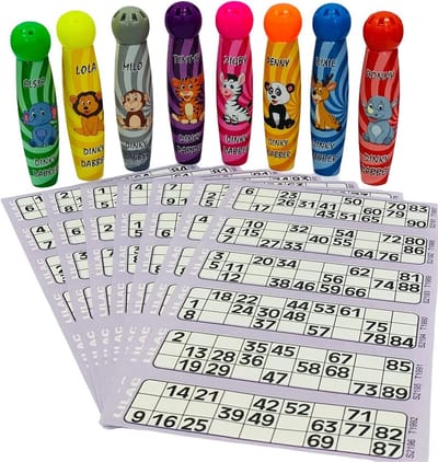 Bingo Dabbers - Bingo Set - Familie Spel - Dieren Thema - 8 stuks - Meerdere kleuren