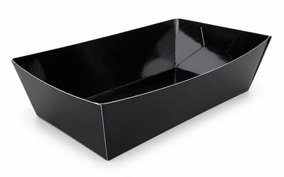 Pomebio zwart kartonnen snack / frietbakje - 165x85x48 mm - 90 stuks
