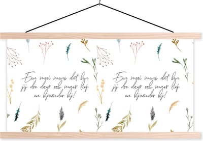 Posterhanger incl. Poster 120x60 cm - Schoolplaat - Vriendschap - Een mooi mens dat ben jij - Quotes - Vrienden - Spreuken - Textielposter - Blanke latten