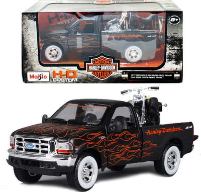 1999 Ford F350 Super Duty + FXSTB Night Train Harley-Davidson 1:24 Model Set