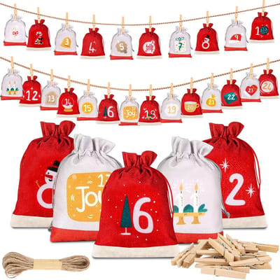 Dailygoods - Adventskalender om zelf te vullen, adventskalender voor kinderen 2024, originele 24 adventskalender zelf vullen, 15 x 10 cm, grote kerstkalender zelf