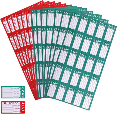 600 testlabels en stickers voor elektronische apparaten, 100 foutlabels en 500 paspoortstickers, kwaliteitscontrole en inspectie labels