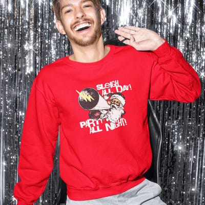 Lekker Waus Foute Kersttrui Rood - Sleigh All Day Party All Night - Maat XS - Kerst Outfit Dames & Heren
