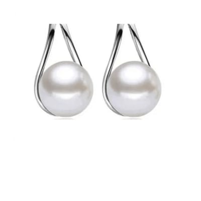 Aramat Jewels | Oorbellen | Zilveren Druppel Oorstekers met Parel | Wit | |10mm | Zilver | Volwassenen | Verkleurd niet