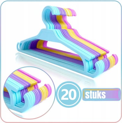Synx Tools Kinder Kledinghangers - Kleerhangers - 20 Stuks - Hanger - Mix Kleur - kledinghangers baby - kinderkleding hangers - 18CM-28CM-x0,5CM