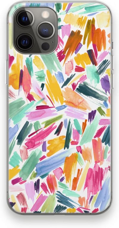 Case Company® - Hoesje geschikt voor iPhone 12 Pro Max hoesje - Watercolor Brushstrokes - Soft Cover Telefoonhoesje - Bescherming aan alle Kanten en Schermrand