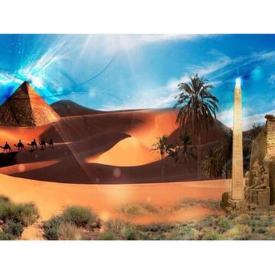 Peinture diamant pyramide égyptienne, Kits de points de croix, broderie complète de diamants ronds 20X30CM
