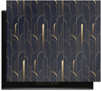 KitchenArt - Art Deco Lines – Inductie Beschermer - 65x52 cm - Kookplaat Beschermer - Luxe Afdekplaat Inductieplaat - Anti-slip & Oprolbaar - Beschermmat Inductiekookplaat