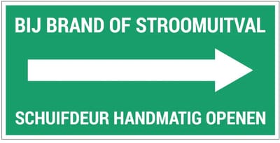 Schuifdeur handmatig openen rechts sticker | 15 x 7,5 cm