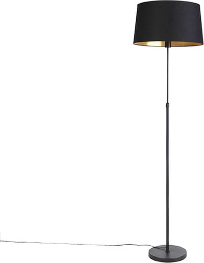 QAZQA parte fl - Klassieke Vloerlamp | Staande Lamp met kap - 1 lichts - H 1730 mm - Zwart - Woonkamer | Slaapkamer
