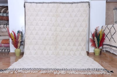 Handgeweven Berber Tapijt ''Beni Ouarain'' - 280 x 200 cm - Uniek en handgemaakt - Hoogpolig vloerkleed wit – 100 % natuurlijk wol