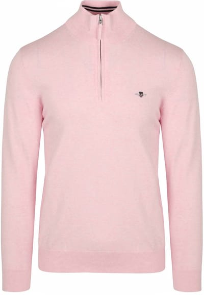 Gant Half Zip Trui Lichtroze - Maat M - Heren - Schipperstrui