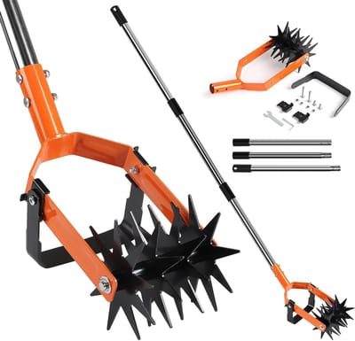 Draaigereedschap voor Tuinders met 3 Onderdelen, RVS Handvat, Handfrees en Onkruidmes voor Bodemreiniging en Onkruidbestrijding, Verstelbaar en Duurzaam