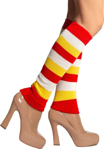 Partychimp Beenwarmers voor bij Carnavalskleding Dames Carnaval Accessoires Verkleedkleren Volwassenen - Rood/Wit/Geel- Katoen/Polyamide/Elastaan - One-Size