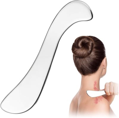 Stainless Steel Gua Sha Tool voor Gezicht en Lichaam, Spier Scraper voor Nek, Rug en Benen, Duurzaam Metaal voor Lymfedrainage en Spierontspanning, Perfect voor Massage en Verzorging