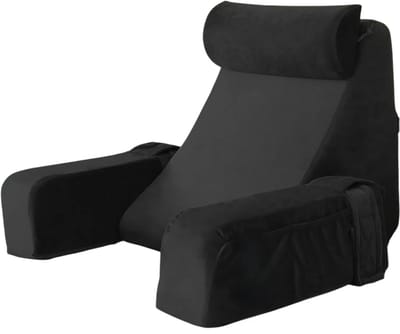 Leeskussen voor Bed XXL – Ergonomisch Armleuning Kussen met Traagschuim, Bedrust Kussen, Rugsteun Kussen, TV Kijken en Gaming, Stoelkussen voor Bed en Bank - Zwart