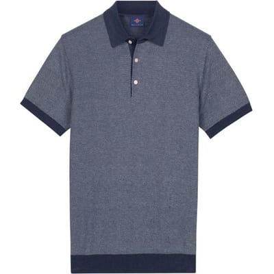 Baileys Polo Knitted Two-Tone Jacquard Texture Dark Denim Blue / male