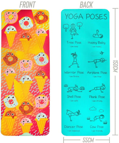 Yogamat voor Kinderen - Yoga houdingen - Yoga poses - Yoga voor Kinderen - Kinderyoga - Mindfulness voor Kinderen - IJsjes / Lollies - 6mm dikte