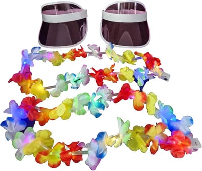 Toppers 2026 - Tropicana - Festival - 2x led Hawaii slinger krans - 2x - zonneklep - pink