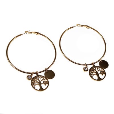 ∅60mm Levensboom Oorringen Dames - Stalen Goudkleur - Bescherming Oorbellen