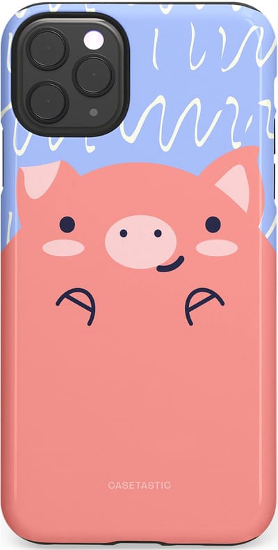 Casetastic hoesje geschikt voor Apple iPhone 11 Pro Max - Dubbellaagse bescherming - Knuffel van varken - Fashion Case - Koraal Lichtblauw