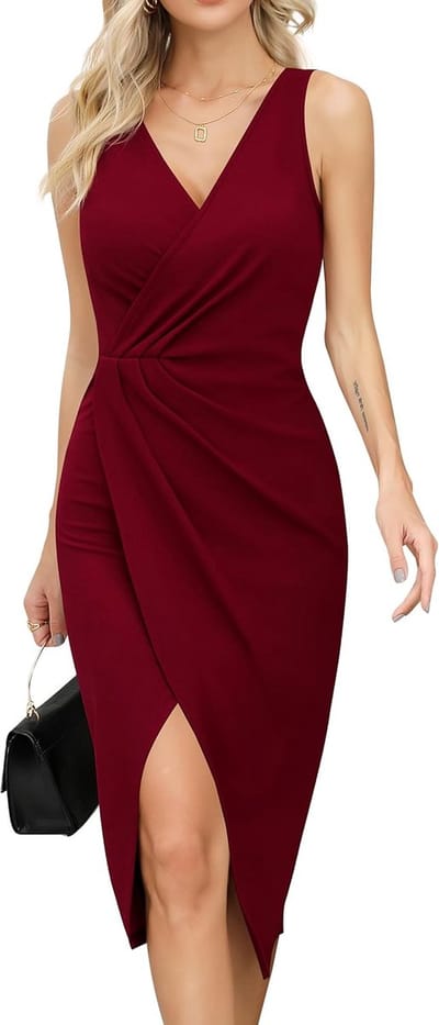 Elegante Wikkeljurk Mouwloos met V-Hals voor Feest en Bruiloft
