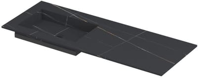 INK Post Wastafel Keramische Slab Envelop Bak Links Zonder Kraangat - 1200x450x10 mm - Lauren Black Mat
