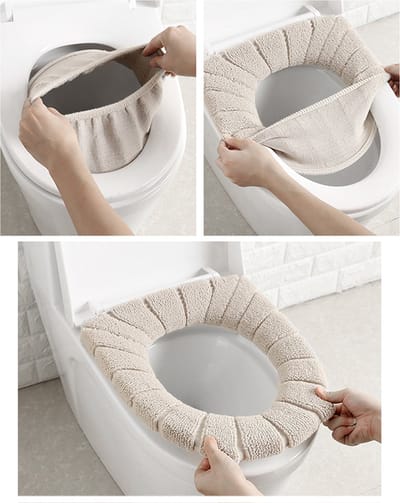 Toiletbril Hoes - Zachte Toiletzitting - Toiletbril Cover - WC Bril Cover - Herbruikbaar - Wasbaar - Beige
