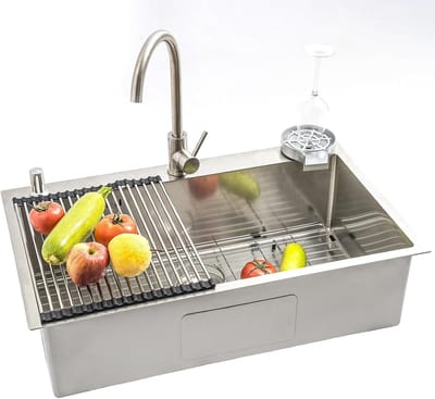 Keuken Spoelbak - Keukenwasbak Onderbouw - Kleine Keuken - Dubbellaagse Glijrail - 70x50cm - Zilver